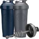 28-Ounce Shaker Bottle mit Action-Rod Mixer | Shaker Cups mit Motivationsnotizen | Protein Shaker Bottle ist BPA Free und Spülmaschine Safe | Gray & Navy