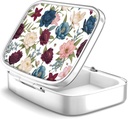 Pille Box 2 Kompartment kleine Pille Fall,Portable für Tasche oder Geldbörse Pille Organizer Pille Container Halter, um Vitamine, Medikamente, Fischöl und Nahrungsergänzungen (Gartenblumen)