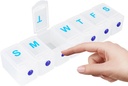 Extra große wöchentliche Pille Organizer 1 Mal am Tag, Reise Pille Box 7 Tag, Tragbare Pille Fall mit Push-Knopf, Tägliche Pillenspender für Medikamente Vitamine Fish Oil Supplements