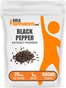 BulkSupplements.com Schwarz Pfeffer Extrakt Pulver - Schwarz Pfeffer Ergänzungen, Piperin Ergänzungen - Vegan & Glutenfrei, 20mg pro Servierung, 1kg (2.2 lbs) (Pack von 1)