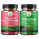 Bundle of Extra Strength Saw Palmetto für Frauen und Pure Selen Thyroid Support Supplement - DHT Blocker Verdickung Haar Vitamine für Haarausfall - Antioxidans Supplement und Natural Immune Booster