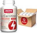 Jarrow Formulas L-Carnitin 500 mg - 100 Veggie Licaps - Wichtiger Cofaktor für die Energieerzeugung (ATP) aus Fetten - Nahrungsergänzung - Vegan - Bis zu 100 Portionen, Packung mit 12