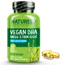 NATURELO Vegan DHA - Omega 3 Öl von Algae - Ergänzung für Gehirn, Herz, Gelenk, Augengesundheit - Bietet essentielle Fettsäuren für Frauen, Männer und Kinder - Ergänzungen Pränatale Vitamine - 60 Softgels