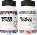 Flower Power - Passion Pillen Libido Booster & Boric Acid Suppositories – All-Natural Feminine Care Bundle für verbesserte Libido, Odor Control und Balanced Vaginal Health – 60 Vegan Capsules, 600mg – Ma
