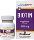Überlegene Quelle Biotin 5000 mcg. Unter der Tongue schnell lösen MicroLingual Tablets, 100 Count, Unterstützt gesundes Haar, Haut und Nail Wachstum, hilft Energie Stoffwechsel, Non-GMO