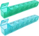 2 Pack Wöchentliche Pille Organizer, Große 7 Tage Pille Case, Tägliche Vitamin Case Medicine Box, AM/PM Pille Behälter für Medizin ergänzt Fischöl (blau & Grün)