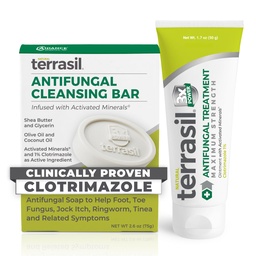Terrasil Antifungal Cream + Antifungal Seife 2-Produkt-Kit Klinisch-Proven Clotrimazol Effektive Behandlung & Relief: Jock Itch Athletes Fuß Pilzhefe Infektion Ringworm (50g Tube & 75g Bar)