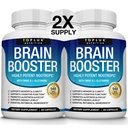 Toplux Brain Supplement Nootropic – Brain Pillen Vitamin mit DMAE, Bacopa Monnieri, L-Gutamine, für Männer Frauen, 60 Kapseln, Ernährung