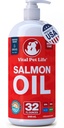 Lachsöl für Hunde & Katzen - Gesunde Haut & Coat, Fischöl, Omega 3 EPA DHA, Flüssige Nahrungsergänzung für Haustiere, All Natural, Unterstützt Gelenk- & Knochengesundheit, Natürliche Allergie & Entzündungsschutz, 32 Unze