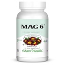 Maxi Health MAG 6 - Magnesium (als Oxid, Glycinat) mit Vitamin B6 - Migraine, Muskelkrämpfe, Nierenstein-Unterstützung - Magnesium Supplement für Damen und Herren - 120 Kapseln - Kosher