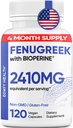 Fenugreek Kapseln, 2410mg Per Capsule, 120 Count, Fenugreek Pillen mit Bioperine für Superior Absorption, Non-GMO, Gluten Free Fenugreek Seeds Extract Supplements, Fenogreco Capsulas