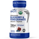 Nature's Fusions Nutri Organic Supplement 1300mg - mit 800mg 10:1 Blueberry Extract & 500mg 10:1 Granatapfel - USDA Organic - 60 Kapseln