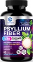 Psyllium Husk Fiber Supplement 1500mg - Vegan Prebiotische, lösliche Faser für tägliche Verdauungsunterstützung, natürliche Psyllium Powder Caps, Sugar-Free, Non-GMO & Gluten-Free - 60 Kapseln