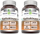 Erstaunliche Formeln Nattokinase Nahrungsergänzung 100 mg Veggie Kapseln Ergänzung | 2000 FU Enzyme Aktivität | Non-GMO | Gluten Free Made in USA (90 Count | 2 Pack)