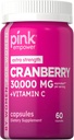 PINK Cranberry Pillen für Frauen | 60 Kapseln | Plus Vitamin C | Non-GMO & Gluten kostenlose Extrakt Ergänzung | Unterstützt Harnwege Gesundheit