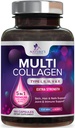 Multi Collagen Supplement 2400 mg - Typen I, II, III, V & X Multi Collagen Peptide Pillen für Frauen & Männer, hydrolysierte Collagen Supplements, Haar, Haut, Nagel, & Joint Support Supplement - 180 Kapseln