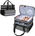 CURMIO Double Layers Pill Bottle Organizer Tasche Leere, Medizin Organizer Aufbewahrungstasche mit abschließbaren Zippers, Medication Travel Bag für Rezept Flaschen, medizinische Versorgung, Grau (Patent Design)