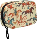 Fustylead Vibrant Retro Western Cowboy Pferd Pille Organizer für Geldbeutel, Wöchentliche tragbare Pille Box mit Reißverschluss zu Lagerung Vitamine Fischöle Medikamente Ergänzungen