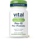 Hyperbiotics Vital Nährstoffe Pro-15 Präbiotika und Probiotika für Frauen und Männer | 15 Science Backed Strains | Unterstützt okziale Verstopfung, Durchfall, Gas & Bloating | 60 Vegan Time Release Pearls