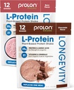 Prolon Longevity Plant Based Protein Powder | Muskelsynthese & Reparatur, Gesunde Alterung, Boost Performance | Vitamine, Glutenfrei, Aminosäuren | 25g Protein | Schokolade und Berry, 24 Packungen
