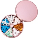 Metall Pille Organizer 7 Komponenten Pillenspender - Heavy Duty Pille Box Wasserdichte Pille Container große tägliche Pille Fall Medizin Halter für Medikamente Vitamine Fish Oils Supplements, 0.39lb (Pink)