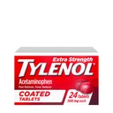 Tylenol Extra Strength Pain Reliever & Fever Reducer, Round Coated Tablets, 500 mg Acetaminophen Schmerzlinderung Pillen für Kopfschmerzen, Toothache & Minor Arthritis Schmerzen, 24 ct