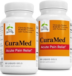 Terry Natürlich CuraMed Akute Schmerzlinderung - Ergänzung mit BCM-95 Curcumin & BOS-10 Boswellia - Schwarz Sesam Samenöl zur Unterstützung Relief von okzialen Störungen - 60 Liquid Gels (Pack von 2)