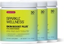 Sparkle Wellness Skin Boost Plus (Mixed Berry) [3-Pack von 30-Serves] | Kollagenpulver mit VERISOL Bioactive Hydrolyzed Collagen Peptide, Vitamin C & Hyaluronsäure | Verbesserung der Hautelastizität