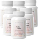 Nourished Natural - Calm + Schlafkapseln für tiefe Erholung & Entspannung mit Ashwagandha, Kamille, Tart Cherry Extract, Passionflower, L-Theanin, & Magnesium - 360 Kapseln