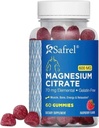 Safrel Magnesium Citrate Gummies - 60 Vegan Gummis, 600mg pro Servieren - Fördert Entspannung, Muskel, Knochen, & Energie Unterstützung - Erwachsene & Senioren- Himbeer Geschmack (Pack von 1)