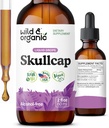 Wild & Organic Skullcap Tincture - Erholung, gute Stimmung, Beruhigung - Flüssige Skullcap Kräuterergänzung - Vegan, Zucker & Alkoholfreie Tropfen - 2 fl oz