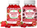 Lunakai USA Made Womens Multivitamin & Biotin Gummies Bundle – Energie & Haar, Haut, Nagel-Unterstützung – Natürlich geschmeidig – 60 Non-GMO Gummis