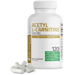 Bronson Acetyl L-Carnitin 500 MG High Potency Amino Acid Non-GMO, 120 Kapseln