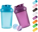 Shaker Bottle Protein Shakes und 16-Ounce/400ML Shaker-Bottle mit Whisk Balls,Non-BPA Kunststoff(Blue+Purple(2PCS))