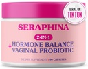 Seraphina Vaginal Probiotics 2-in-1 für Frauen + Hormon Balance - 90 Kapseln Komplette Feminin Care, PMS & Urinary Tract Health, Prebiotic Blend, 10 Billion CFU, 6 Strains (90 Count (Pack von 1))