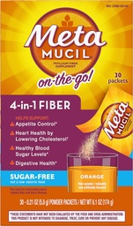 Metamucil Fiber 4-in-1 Psyllium Fiber Supplement Zuckerfreies Pulver Einzel-Serve-Packets Orange Flavored Drink 2 Boxen von 30 Packungen (OLD)