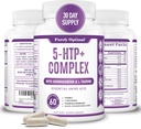 Premium 5-HTP Plus Ergänzung 250mg Maximale Stärke - Schlafhilfe, Mood Boost, fördert Beruhigung und Entspannung, Stressmanagement-Unterstützung - Verbessert mit Vitamin B6, Glutenfrei, Non-GMO, 60 Veggie Caps