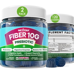 Ballaststoffe für Erwachsene, Sugar Free 10g Prebiotic Fiber Supplement mit Verdauungsenzymen, Probiotics & 100mg Betaine für Verdauungs- und Gutgesundheit und Regulate Bowel Movement, Vegan, Gelatin Free,120ct