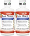 Vital Earth Minerals Fulvic Minerals Liquid – Fulvic Acid Supplement mit 70+ Trace Minerals, Elektrolyte für Energie & Vitalität, 32 Oz Ea + 1 Oz Cup