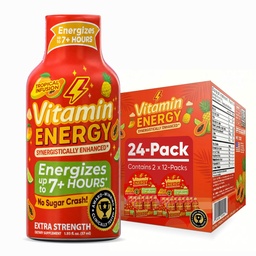Vitamin Energy Focus+ Extra Strength Energy Shot Tropical Infusion 24 Pack, 260mg Natural Caffeine, B-Vitamine, CoQ10, Aminosäuren, Fokus, Produktivität & Clarity, Zero Sugar, Glutenfrei, 1,93 fl oz