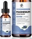 Magnesium Glycinate Flüssigkeit, Magnesium Complex Supplement mit Omega3, L-Theanin und Vitamin für Kalm, Schlafunterstützung, Muskelentlastung, Non GMO, Blueberry Flavor, 2 Fl Oz