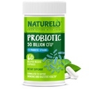 NATURELO Probiotics for Digestive Health - 50 Billion CFU, 11 Strains Daily Supplement - Erhöht Immunsystem, verzögerte Freisetzung, 60 vegetarische Kapseln