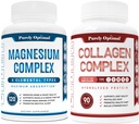 Rein optimaler Premium-Magnesium-Komplex - Magnesium-Zitrat, Malat, Muskelentspannung - 120 Kappen + Rein optimaler Premium-Multi-Kollagen-Peptid-Kapseln (Typen I, II, III, V, X)