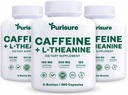 Purisure Koffein Theanin Kapseln Pillen 100mg Koffein + 200mg L Theanin für Pre Workout Energy, und Clarity Energy Pills für Fatigue, Nootropic Supplement, 120 Tage Versorgung, Paket von 3
