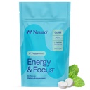 Neuro Energy & Focus Gum - 40mg Natürliche Koffein Gum & Nootropic Energy Supplement mit L-Theanin & B Vitamine - Zuckerfrei, Vegan - Pfefferminz, 90ct