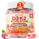 Vitamin D3 K2 Gummie 5000IU / 10.000 IU mit 500mg Calcium + K2(MK-7) 200mcg, Magnesium, Vitamin C & Zink, Extra Strength - Ultimative Absorption für Knochen, Muskeln, Zähne, Vegan, 60 Graf (Pack von 1)