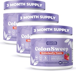 ColonSweep - Erdbeeren Flavored Probiotic Psyllium Husk Pulver Colon Cleanser,7.8 Unze Fiber Supplement Unterstützung für Gut Health - Cleanse for Bloating Relief & Detox- 30 Servings (Pack von 3)