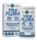 Vital Planet - Vital Flora Immune Support Probiotic, 60 Billion CFU, 60 Diverse Strains, 7 Organic Mushroom Supplement Blend mit Präbiotika, Regal Stable Digestive Health Probiotics 30 Kapseln