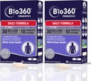 Bio360 Erwachsene Tägliche Probiotische Ergänzung für Frauen und Männer, 30 Billion CFU, 10 Strains, Bio-Präbiotika, Verdauungs- und Immungesundheit, okziale Verstopfung, Durchfall & Bloating, 30CT (2 Pack)