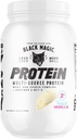 Black Magic Multi-Source Protein - Whey, Casein, Enzymes, & MCT - Pre Post Workout - Keto, Low Sugar, Gluten Free - French Vanilla - 24g Protein - 2 LB